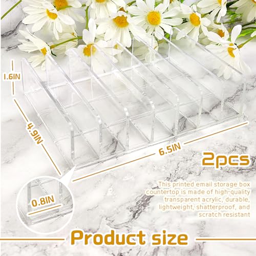 Transparent Acrylic Mail Organizer - 2 Pack with 7 Compartments for Letter, Card, and Cosmetic Storage