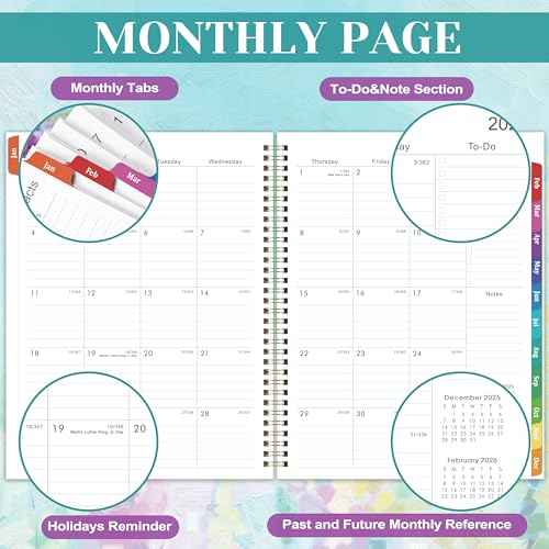2026 Planner - 2026 Planner Weekly and Monthly, Planner 2026, Jan 2026 - Dec 2026, 9" x 11", Calendar Planner 2026 with Colourful Tabs & Pocket, Flexible Cover, Twin-Wire Binding- Oil Painting