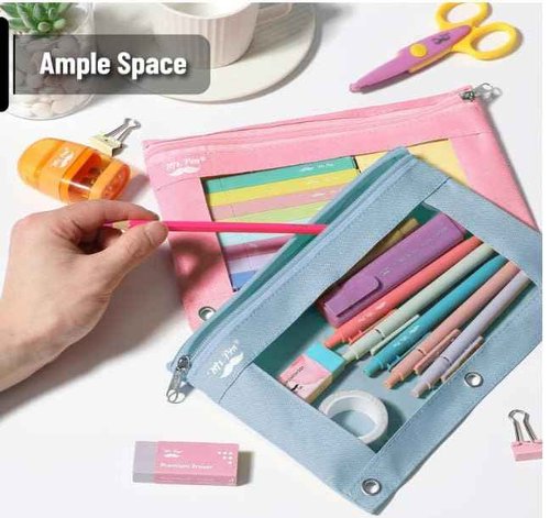Mr. Pen- Pencil Pouch, 30pcs, Pink & Blue, Zipper Pencil Cases for 3 Ring Binder