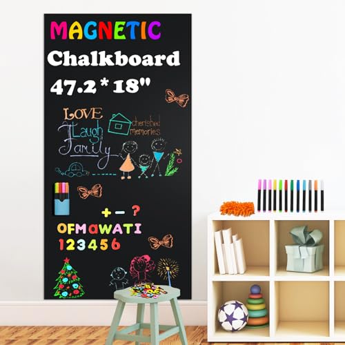 Magnetic Chalkboard Contact Paper for Walls - 47.2'' x 18'' Durable Magnetic Wall Decal