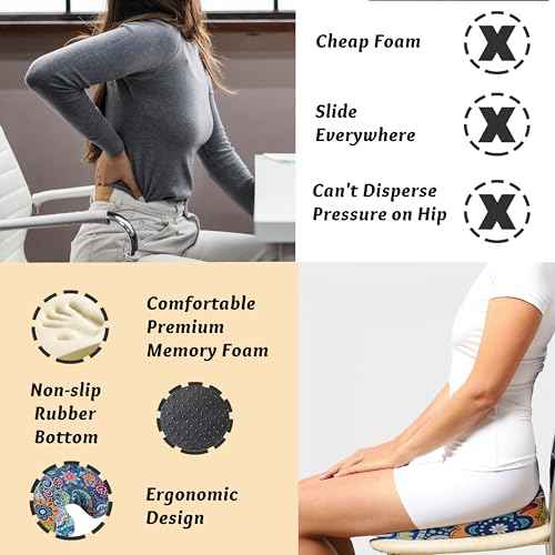 Boho Seat Cushion for Tailbone Pain Relief Office Computer Memory Foam Chair Cushion for Pressure Relief Coccyx Cushion Tailbone Pain & Sciatica for Boho Lover