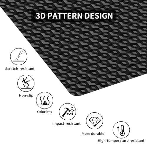 Office Chair Mat for Hardwood Floor, 63" x 51" Extra Large Black PVC Mat with 3D Pattern, Under Computer Desk Chair Mat, Heavy Duty Floor Protector for Rolling Chair, Easy Glide, Easy Clean