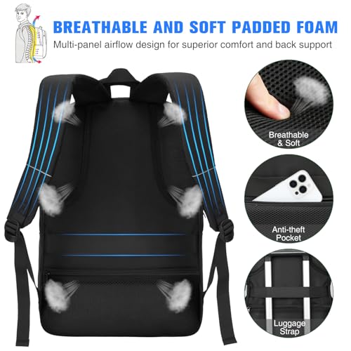 Paude Laptop Backpack, 17.3 Inch School Backpack Large Bookbag with USB for High School College Students Office Business,Waterproof