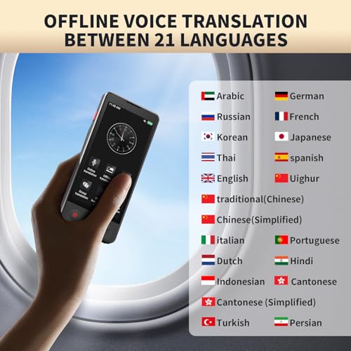 FICALLO Offline AI Language Translator Device Black, 150 Languages Support, Instant Voice & Photo Translation