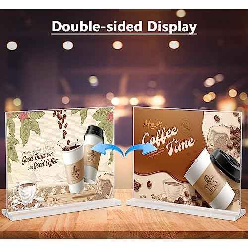 MaxGear 8.5 X 11 Acrylic Sign Holder Horizontal 2Pack, Double Sided Display Stand, Clear Table Sign Flyer Menu Holders, Plastic Paper Stand Picture Frame for Office, Store, Restaurant