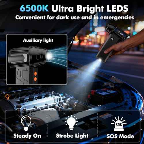 IVJ Compressed Air Duster, 180000RPM Super Power Cordless Electric Air Duster with LED Light Rechargeable 4 Gear Adjustable Mini Air Duster, Dust Blower for Computer, Keyboard, House, Outdoor and Car