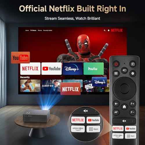 4K Projector with Netflix& Dolby Audio, 1200ANSI Auto Focus&6D Keystone Kogata Smart Projector with Built in Apps Outdoor Movie Proyector with WiFi 6 Bluetooth for Home Theater UPGRADE