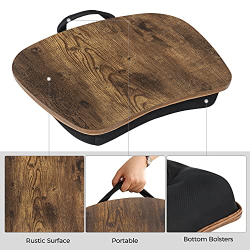 SONGMICS Rustic Brown Laptop Bed Tray with Carry Handle - 12.6"D x 15.7"H