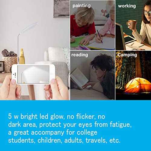 DEEPLITE LED Desk Lamp with Flexible Gooseneck 3 Level Brightness, Battery Operated Table Lamp 5W Touch Control, Compact Portable lamp for Dorm Study Office Bedroom(Set of 2)