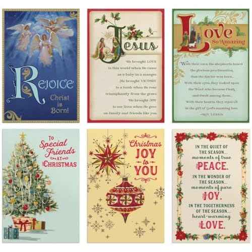 DaySpring - Vintage Christmas Blessings Value Box: Inspirational Christmas Cards with Scripture - 8 Each of 6 Designs - 48 Christmas Boxed Cards and Envelopes