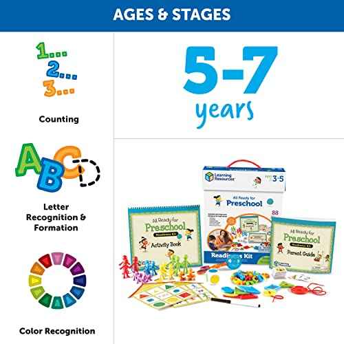Learning Resources All Ready for Preschool Readiness Kit - 60 Activities Set, Ages 3+, Kindergartner Preparation Kit, Preschool Homeschool, Preschool Curriculum Kit