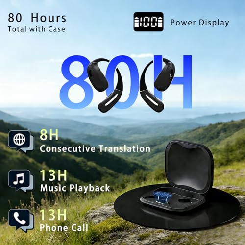 HAAMAANII Black AI Translator Earbuds 165 Languages Real-Time, 13 Offline Packs, IPX5 Waterproof