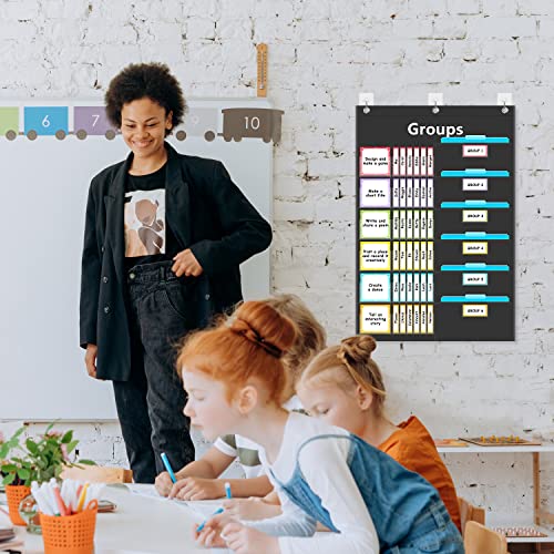 REGELETO Small Group Management Pocket Chart 48-Pockets Classroom Organizer with 96 Cards for Teachers & Homeschool