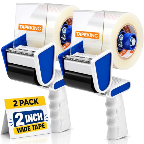 Tape King 2-Pack Handheld Tape Dispenser Gun with 2 Clear 2" Tape Rolls - Packing & Shipping
