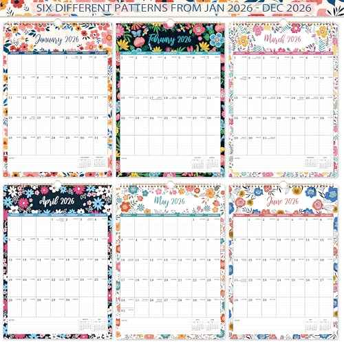 2026 Wall Calendar - Jan 2026 - Dec 2026, 12 Months Hanging Monthly Calendar 2026 Vertical, 17" x 12", Twin-Wire Binding, Julian Date, Large Block, Notes, Thick Paper, Perfect for Organizing
