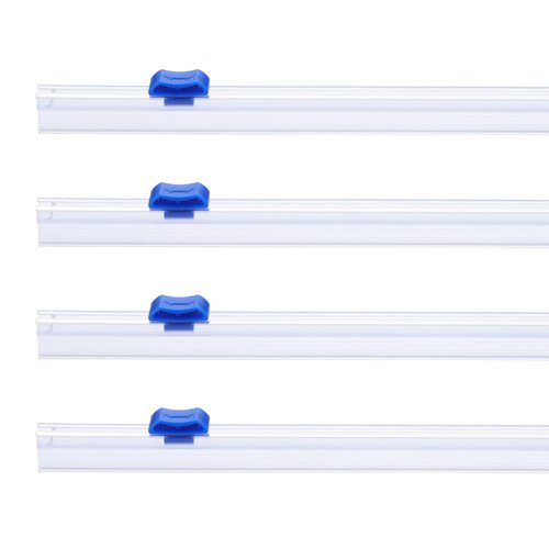 PATIKIL 4pcs Plastic Wrap Cutter, 19in Plastic Wrap Slide Cutter Snap Card Slot Installation Replacement for Aluminum Foil Wax Paper Parchment Paper Wrap Dispenser, Blue