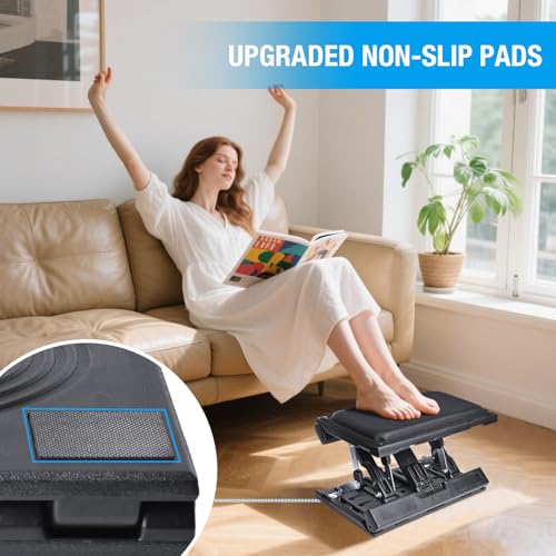 Scalebeard Foot Rest for Under Desk at Work,Height Adjustable Infinite Angle Ergonomic Foldable Footrest for Office, Gaming,Computer, Removable Pad Desk Foot Stool with Massage Beads,for All Seasons