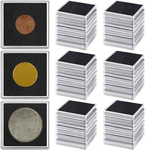 Leinuosen 150 Pcs Adjustable Acrylic Coin Cases for Collectors with Sponges 20/25/30/35/40 mm Coin Snap Holder Silver Dollar Protection Cases Dollar Collection Supplies