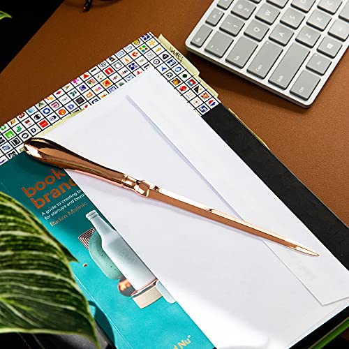 Uncommon Desks Rose Gold Edge Letter Opener Knife - Pack of 1, Safe & Elegant Office Tool