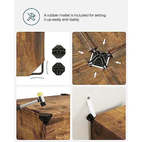 SONGMICS Cube Storage Organizer, Set of 16 Plastic Cubes, Closet Organizers and Storage, Room Organization, Bedroom Living Room, 12.2 x 48.4 x 48.4 Inches, Rustic Brown ULPC442A01