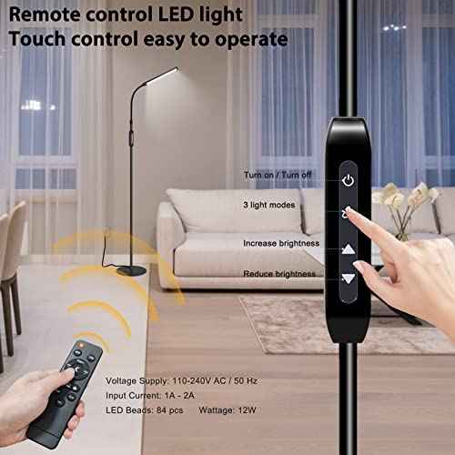 EBEST Led Floor Lamp for Eyelash Extensions Standing Floor Lamps for Office Eyelash lamp Tattoo Light Reading Lamp for Bedroom Makeup Lash Light Extension (Black - RY)