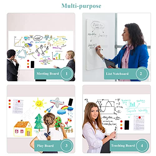 White Board Adhesive Contact Paper, 24" x 36" Stick on Magnetic Whiteboard Roll, Dry Erase Board for Wall, Easy to Write and Clean Magnetic Board for Kids, Office, Home, with Marker, Eraser