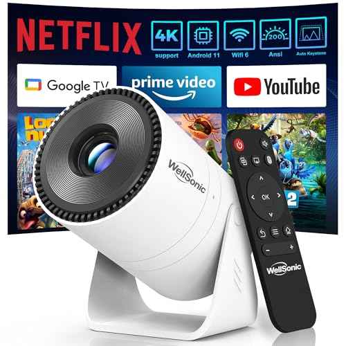 Mini Projector with WiFi and Bluetooth, Portable Movie Projector support 4K, Electric Focus, 210¡Æ Rotatable Stand, 150'' Screen Home Cinema Smart Projector for Phone, PC, HDMI USB, Laptop