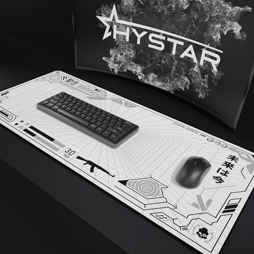 Hystar¢ç Extended Gaming Mouse Pad | XXL 36" x 16" | 5mm Thick, Waterproof Surface, Smooth Polyester Fabric, and Natural Rubber Base | Mainframe (Light)