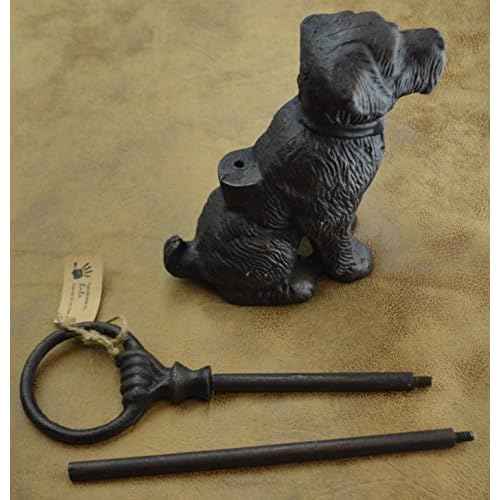LuLu Decor, Cast Iron Decorative Dog Door Stopper with Handle