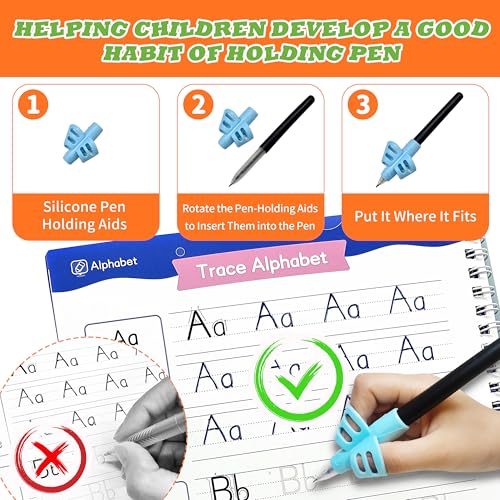 Reusable Kids Writing Practice Workbook Set with Grooved Tracing Pens - Early Learning