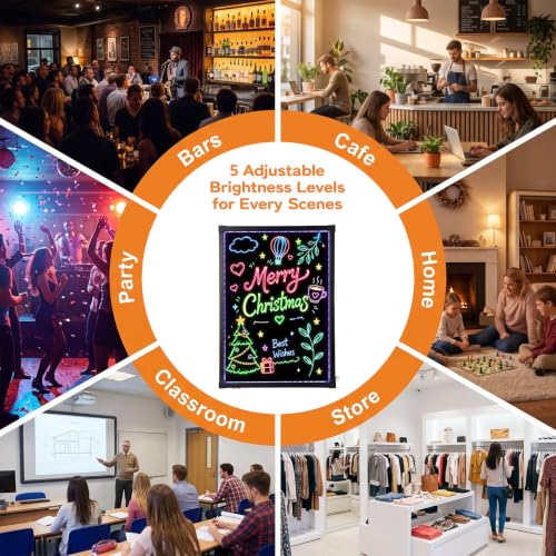 Slsy 16x12 Inch LED Message Board - Erasable Light-Up Sign for Menus & Notes