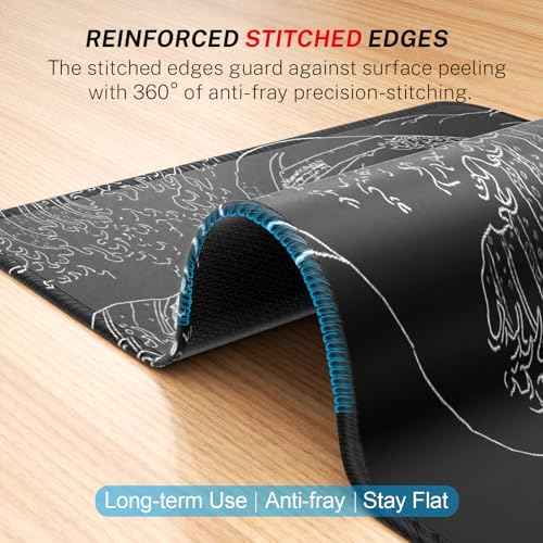 MROCO Mouse Pad [30% Larger] with Anti-fray Stitching, Premium-Textured & Waterproof Computer Mousepad with Non-Slip Rubber Base, Gaming Mouse Mat for Laptop, Office & Home, Kanagawa Wave