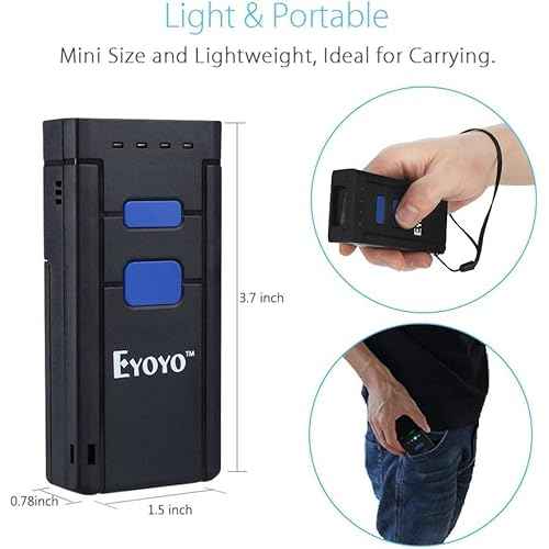 Eyoyo Portable Bluetooth Barcode Scanner Wireless, 2877 CCD Mini Handheld CMOS UPC USB Barcode Reader Compatible for POS, iPad, iPhone, Android Phones, iOS Work for Store, Book, Library Inventory