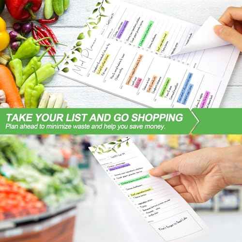 Joyberg 2 PCS Weekly Meal Planner Magnetic for Fridge 8.3x5.5¡±, Undated Weekly Meal Planner and Grocery List Tearable Shopping List, Magnetic Menu Planner for Fridge for Weekly Plan - 50 Pages/Book