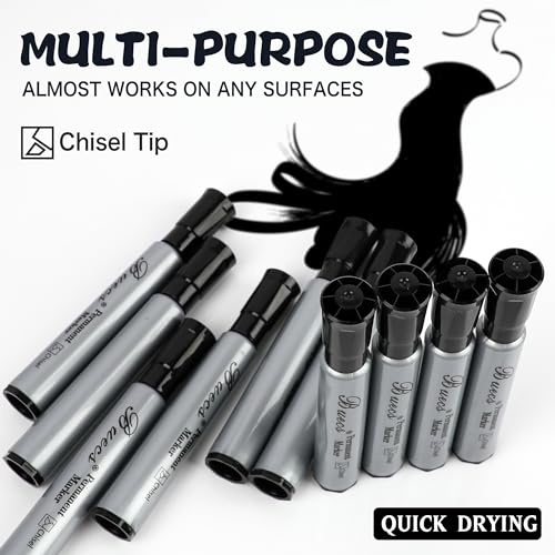 Permanent Markers, 80 Count Black Permanent Markers, Chisel tip, Waterproof &Fade Resistant, Quick Drying, Office Supplies for School, Office, Home