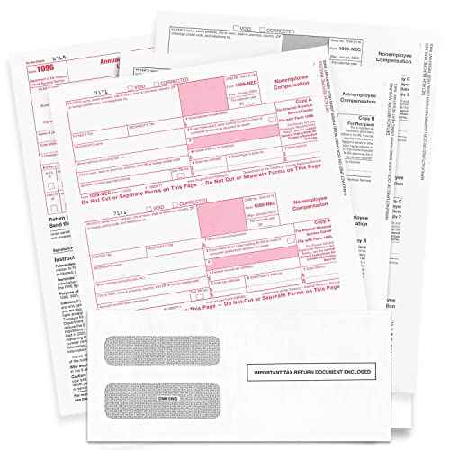 NextDayLabels - 1099-NEC Forms for 2025, 4-Part Tax Forms, Vendor Kit of 50 Laser Forms and 50 Self-Seal Envelopes, Forms Designed for QuickBooks, TFP and Other Accounting Software