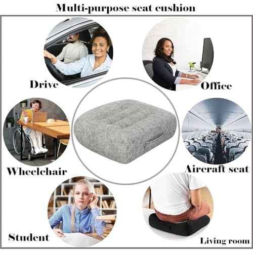 Super Thicken Car Seat Cushion for Adults-Car Booster Seat for Short Drivers-Increase The Field of View by 12cm/4.7in,Plush shell, breathable,with handle,easy to carry,for Cars,Office,Home(Light Gray£©