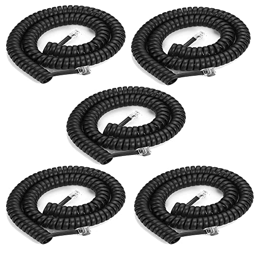 LanSenSu 5 Pack 8ft/1.4ft Landline Phone Handset Cords, RJ9 4P4C Replacement Cable