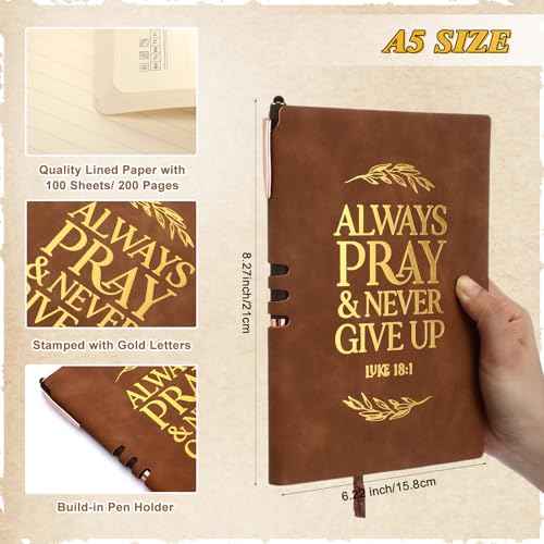 Fulmoon 20 Pcs Christian Notebooks and Inspirational Pens Bible Verse Prayer Journal Religious Scripture Christmas Gifts A5 Leather Notebooks for Student Men Women Church Group Pastor