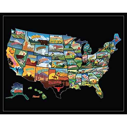 Scratch Off Map Of United States, USA State Scratch Sticker, Travel Map Gift Adventure Wall Poster For Kids Adults (States)