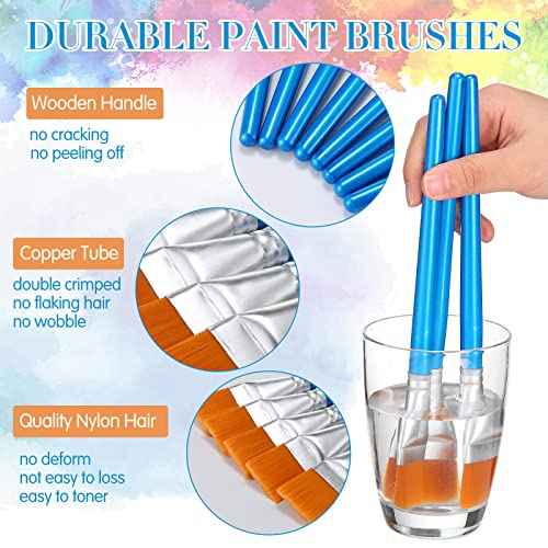 Crtiin 120 Pcs Flat Paint Brushes for Acrylic Paintbrush Bulk Art Detail Oil Brush for Adult Art Watercolor(1 Inch)