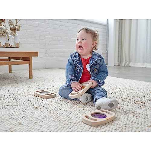 TickiT Easy Hold Glitter Panels - Set of 3 - Silver, Gold & Purple - For Ages 12m+ - Visual, Sensory Play - Wooden Toy for Toddlers
