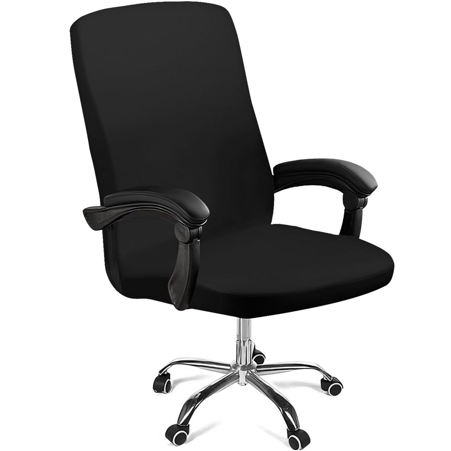 Tallew Office Chair Cover Stretchable Computer Universal Chair Seat Covers Removable Desk Chairs Slipcovers Washable Office Cushion Backrest for Rotating(Black)