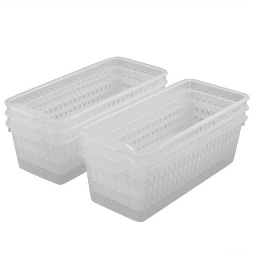 Qskely Clear Small Plastic Pencil Storage Baskets, Pack of 6