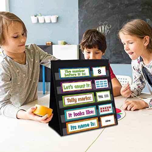 Tabletop Pocket Chart for Classroom or Home,Small Double Sided Stand Pocket Chart ? Fits Standard 3¡± Sentence Strips and Cards (Black)