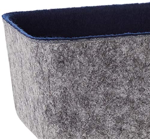 Three by Three Seattle Felt·Like·It! 6x4x2.5 Inch Felt Storage Bin for Office, Craft Room, Classroom, Living Room, Bedroom Storage (Navy) (Pack of 2)