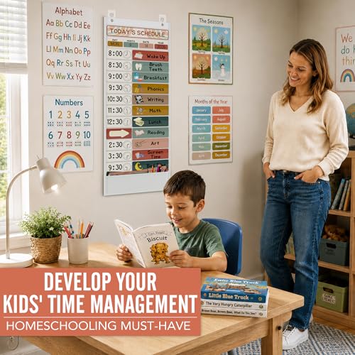 SCHOLOX White Daily Schedule Pocket Chart for Kids Management Classroom & Homeschool