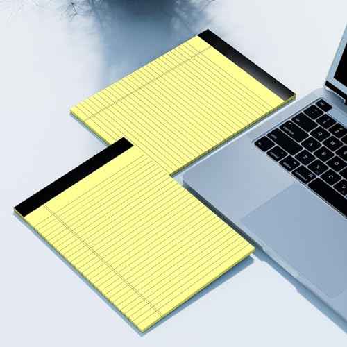 Legal Pads 8.5 x 11 Wide Ruled Notepads 20 Pack 30 Sheets Perforated Double-Sided Printing Yellow Notepads Lined Pad Letter Size Writing Pads 70gsm Recycled Paper Legal Ruled Universal Writing Pad