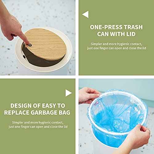 Trash can£¬7Liter/1.8 Gallon Garbage can with Press top Lid£¬Nordic Modern Waste Basket£¬Plastic Trash bin Suitable for Kitchen, Bathroom, Bedroom, Living Room, Office, Outdoor£¬Dog Proof Trash can¡¦¡¦