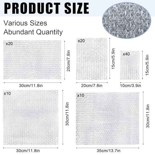 100 Pcs 5 Sizes Bubble Pouches Bags Bubble Bags for Shipping Packing Cushion Wrap Pockets Moving Supplies for Dishes and Glasses, China Cups, Glassware Mugs Packaging(Mixed Size,Clear)